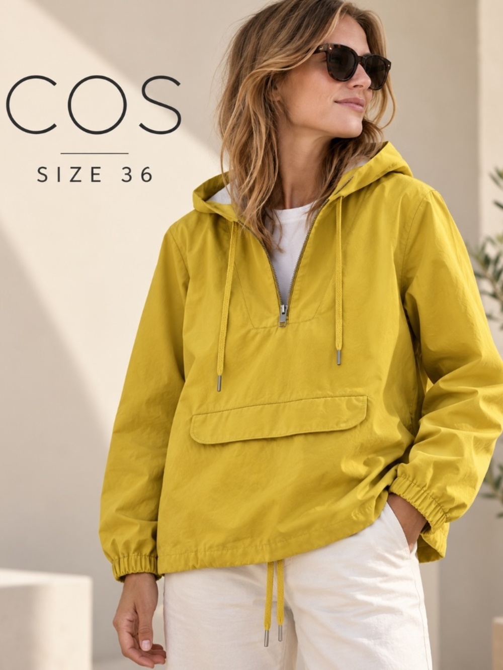 COS Women’s Mustard Yellow Hooded Anorak Jacket Size US 6 EU 36